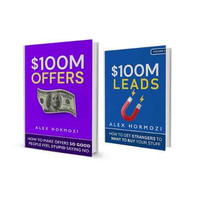 $100M Offers and $100M Leads by Alex Hormozi, business self-help books for sales and marketing