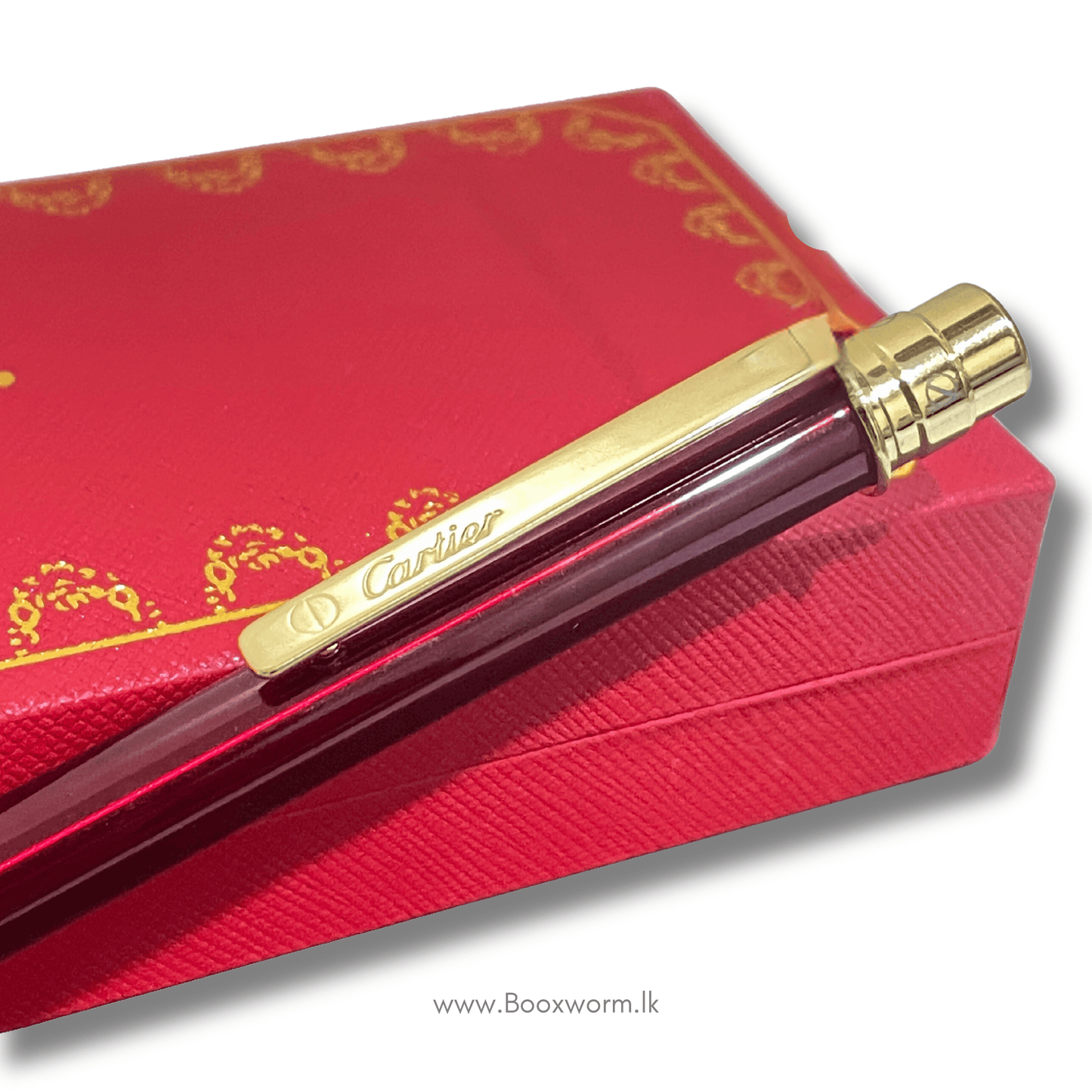 Cartier Slim Ballpoint Pen – Maroon & Gold Body - BooxWorm