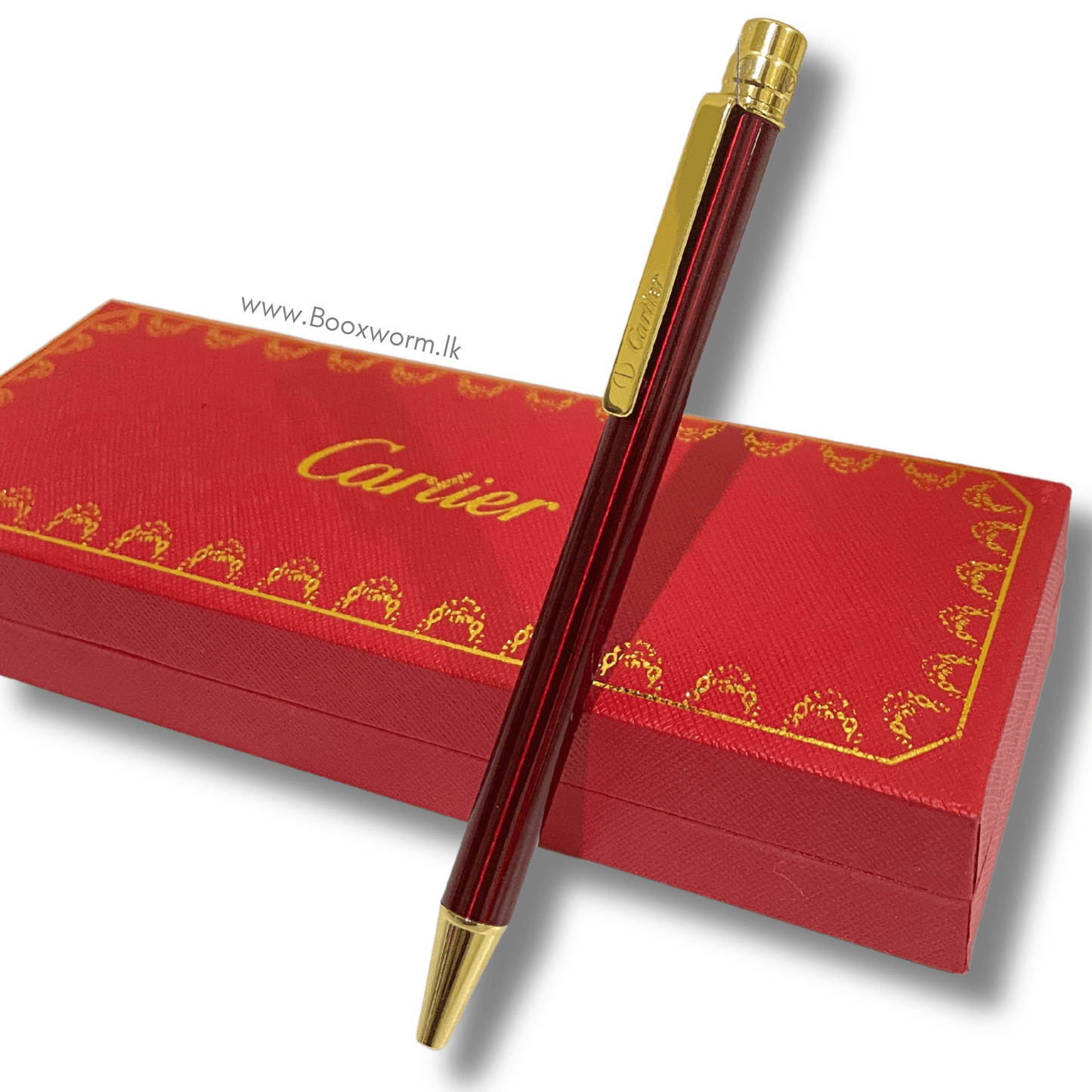 Cartier Slim Ballpoint Pen – Maroon & Gold Body - BooxWorm