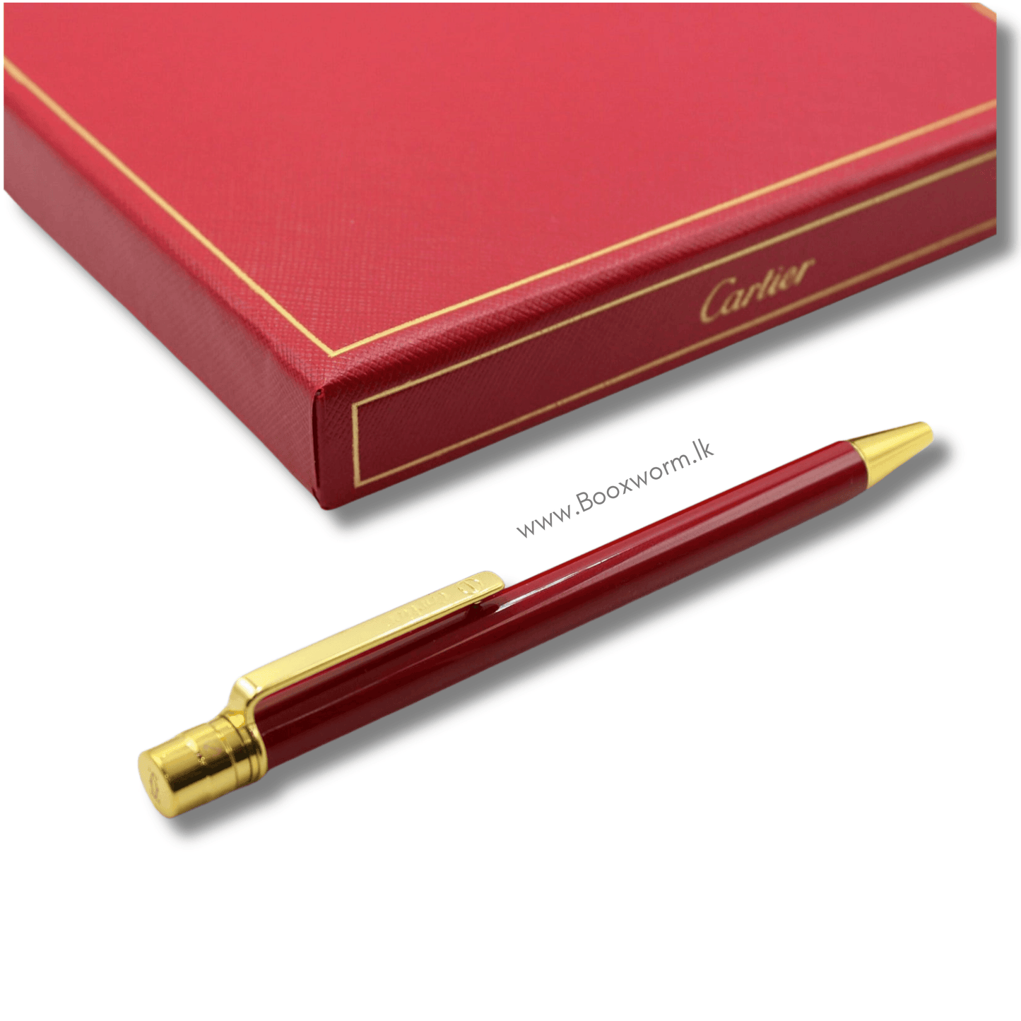 Cartier Slim Ballpoint Pen – Maroon & Gold Body - BooxWorm