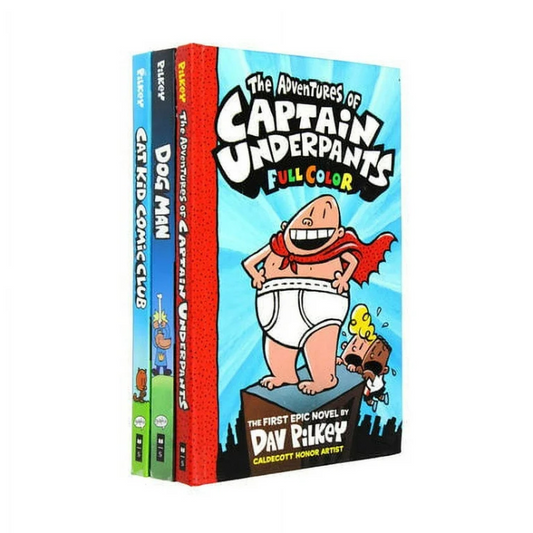 DAV PILKEY'S HERO COLLECTION: 3-BOOK BOXED SET (CAPTAIN UNDERPANTS #1, DOG MAN #1, CAT KID COMIC CLU - BooxWorm