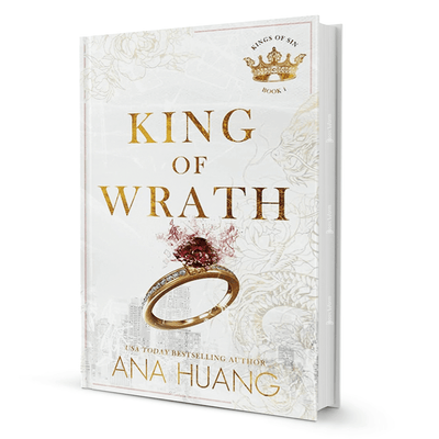 King of Wrath by Ana Huang book cover, romance fiction novel with gold crown and ring