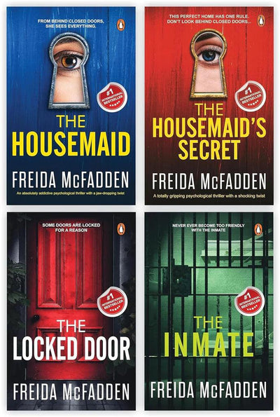 Freida McFadden 4 psychological thriller books set—The Housemaid, The Housemaid’s Secret, The Locked Door, The Inmate collection