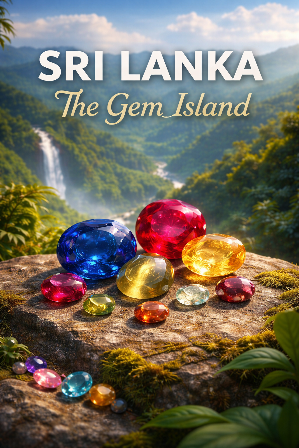 Sri Lanka book cover featuring colorful gemstones on a rock, ideal for self-help and financial genres
