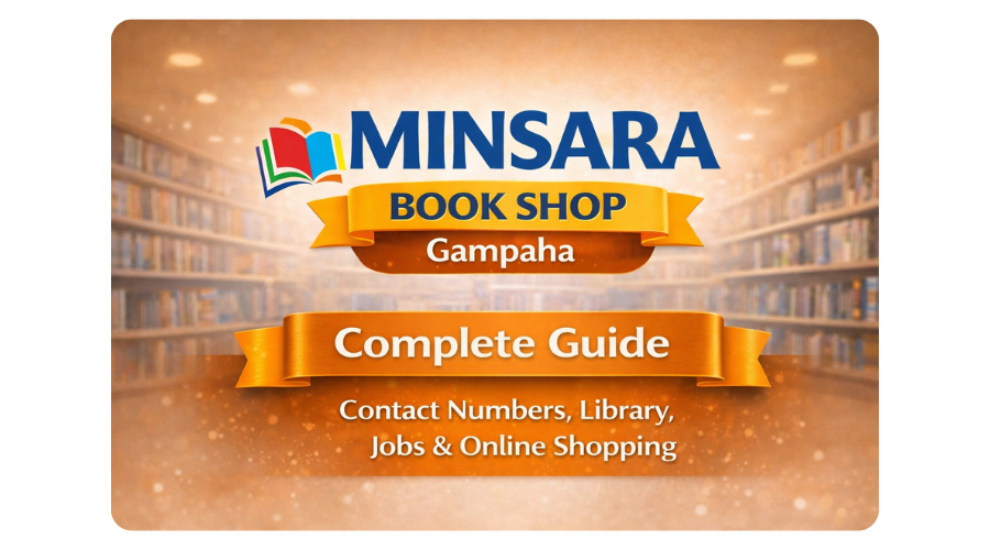 Minsara Book Shop Gampaha complete guide banner, Sri Lanka bookstore, library, online shopping
