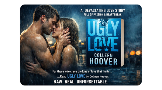 Ugly Love by Colleen Hoover book cover with passionate couple in the rain, romance fiction Sri Lanka