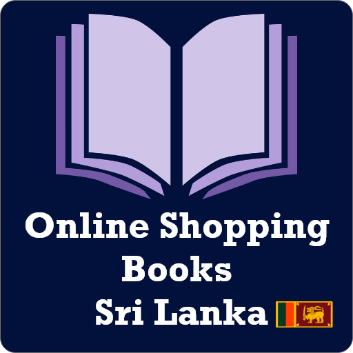 Logo with open book icon and text Online Shopping Books Sri Lanka with Sri Lankan flags