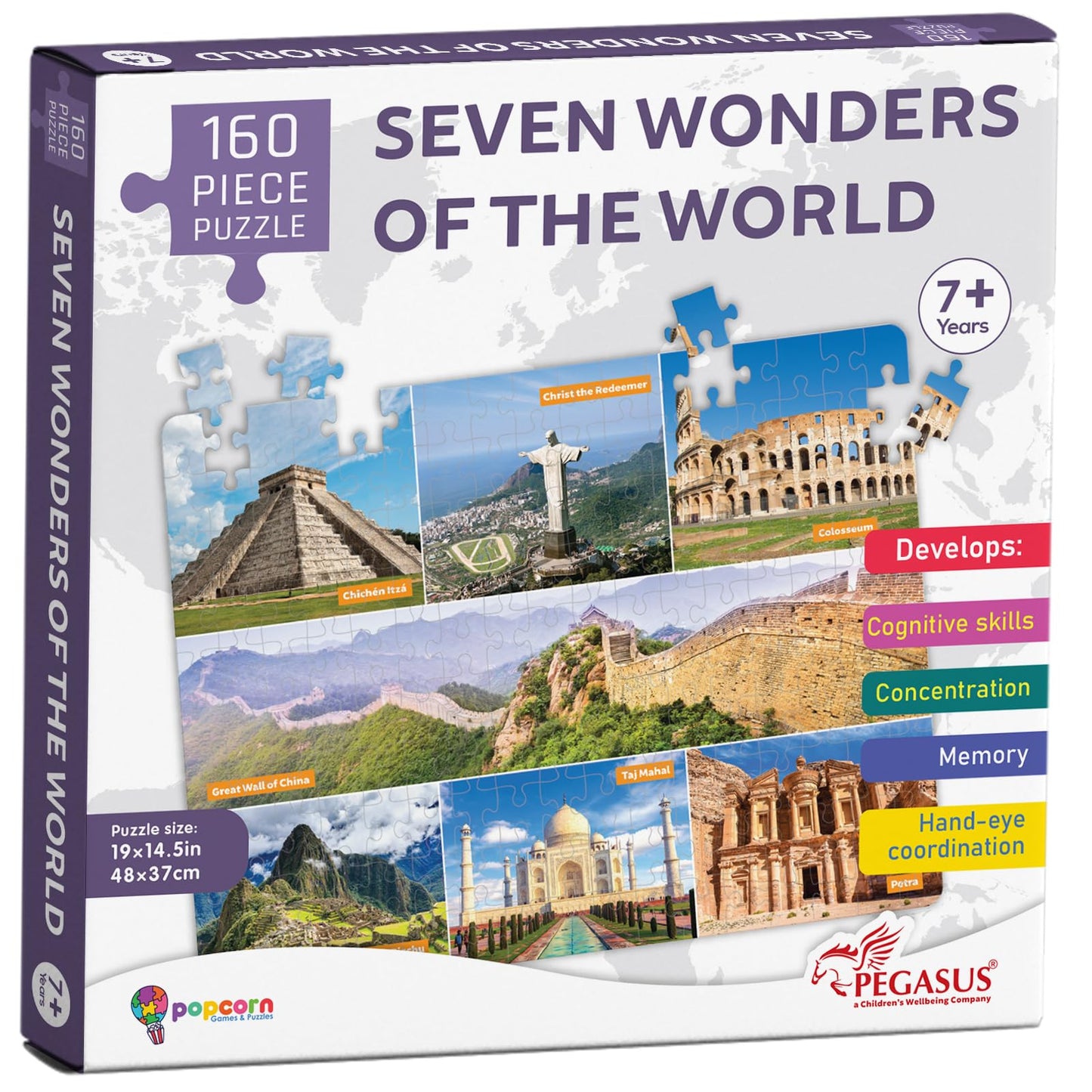 160 Piece Puzzle Seven Wonders of The World
