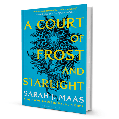 A Court of Frost and Starlight fantasy novel by Sarah J. Maas with blue floral cover