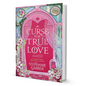 Book cover of A Curse for True Love by Stephanie Garber featuring pink stained glass and floral details