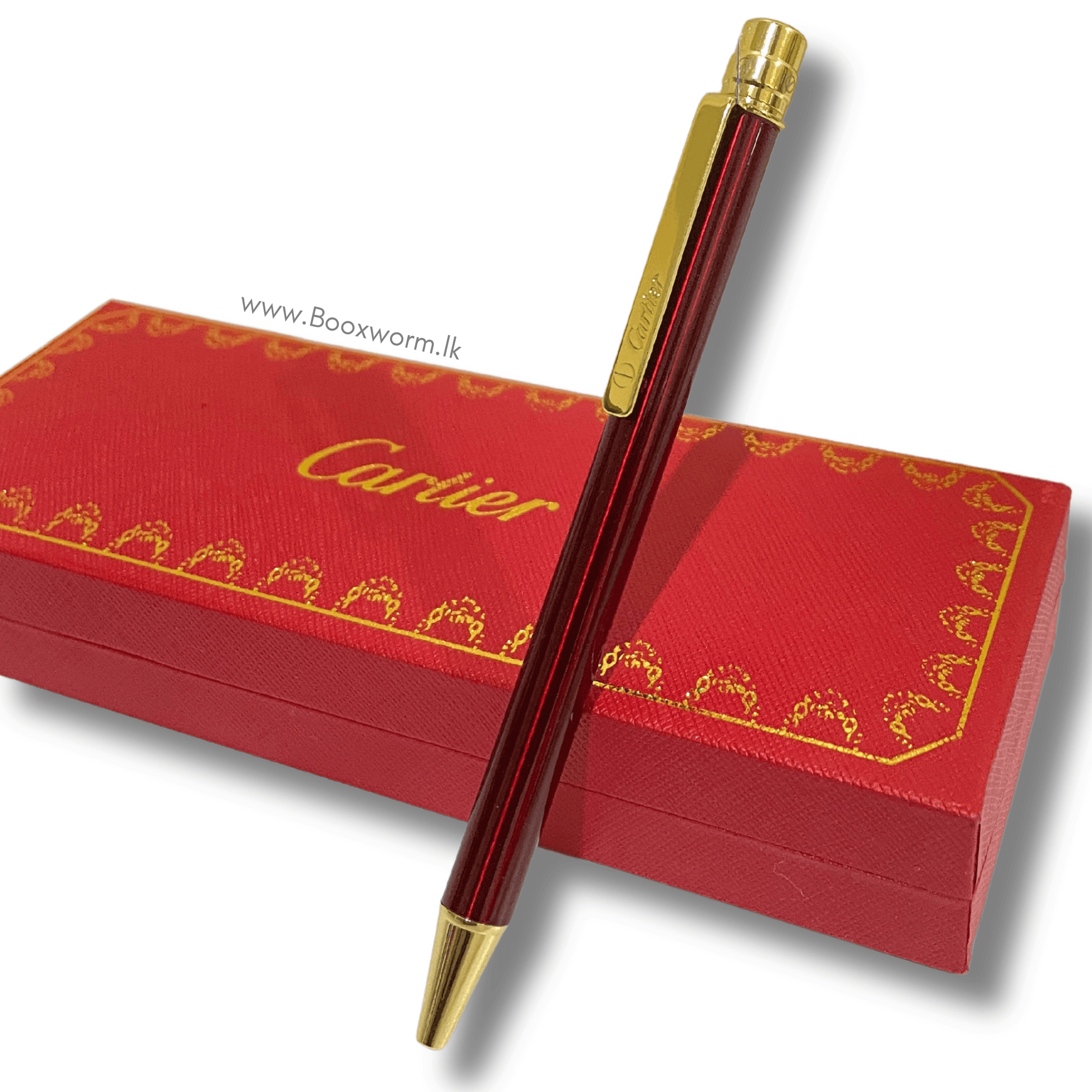 Cartier Slim Ballpoint Pen – Maroon & Gold Body - BooxWorm