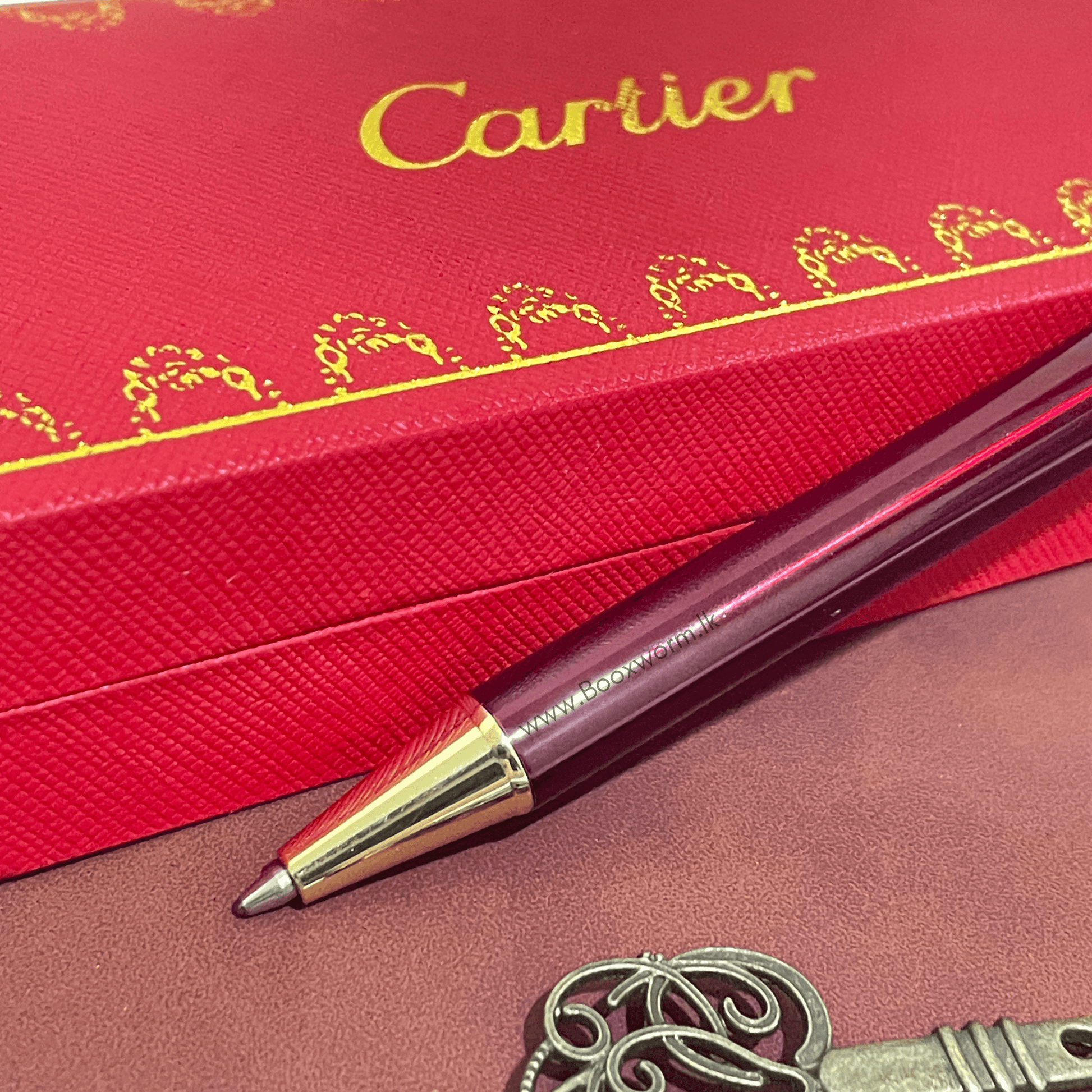Cartier Slim Ballpoint Pen – Maroon & Gold Body - BooxWorm