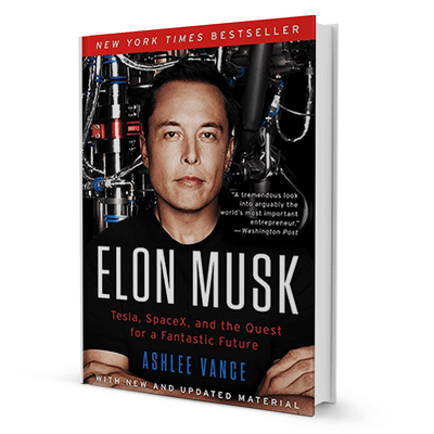 Elon Musk biography book cover, Tesla SpaceX inspiring entrepreneurship business book by Ashlee Vance