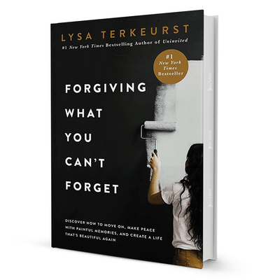 Forgiving What You Can't Forget by Lysa TerKeurst self-help book cover with paint roller art