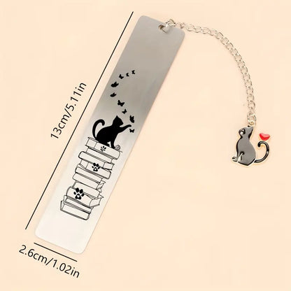 Stainless Steel Cat Bookmarks with Butterfly Design - BooxWorm