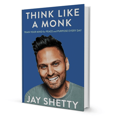 Think Like a Monk by Jay Shetty self-help book cover, blue background, Sri Lanka online bookstore